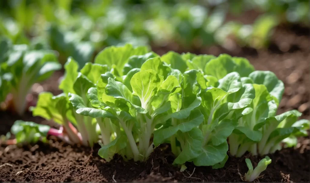 Baby lettuce in a vibrant garden
