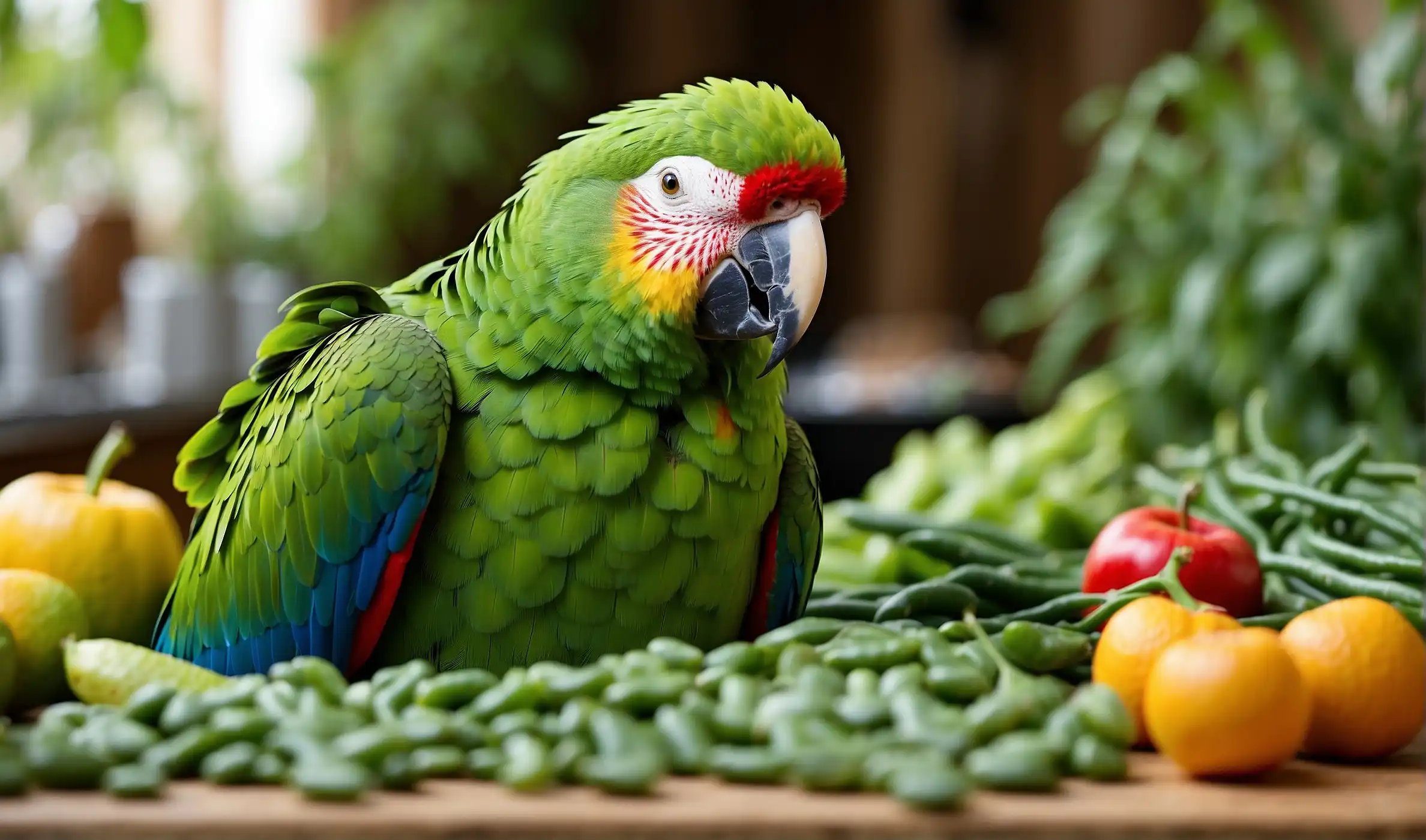 Parrots Eat Green Beans