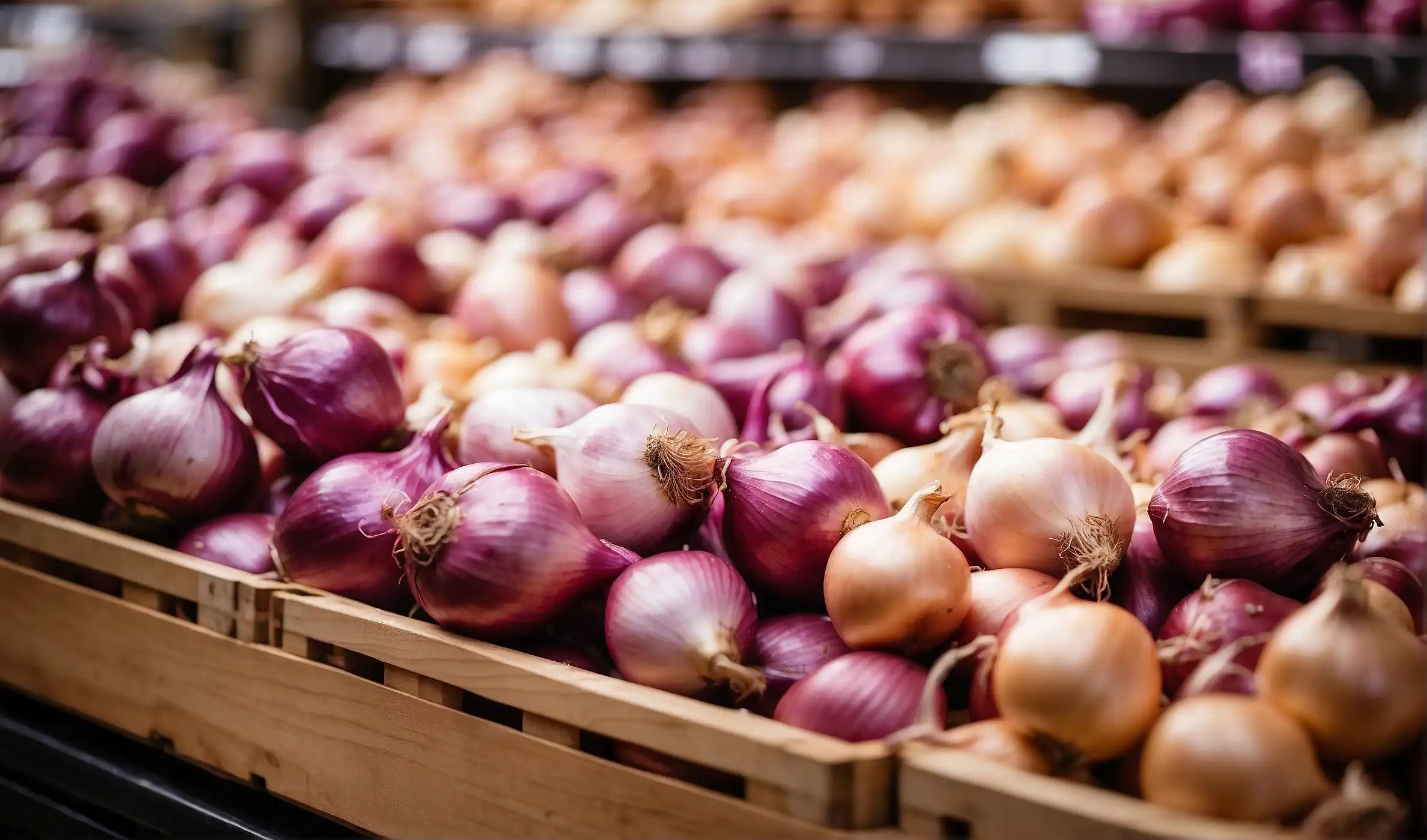 Shallots in a grocery store