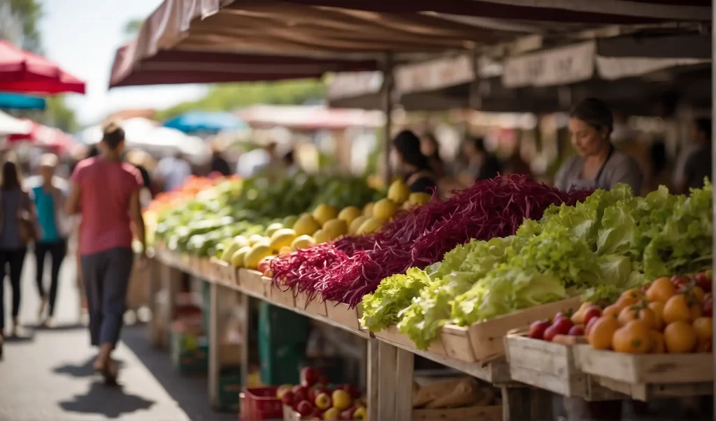 Shredded Lettuce on a bustling farmer's market