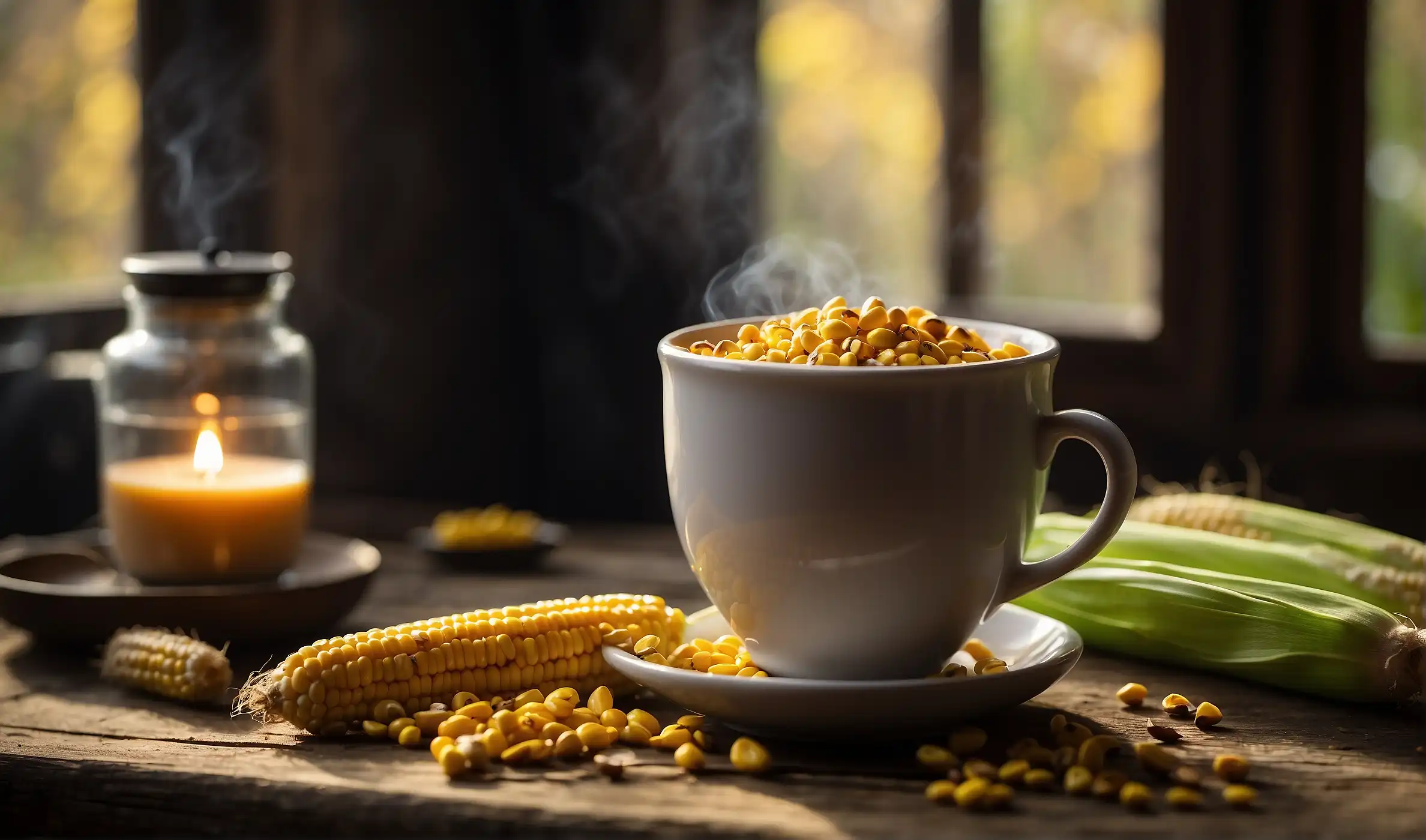 A cup of freshly brewed corn coffee