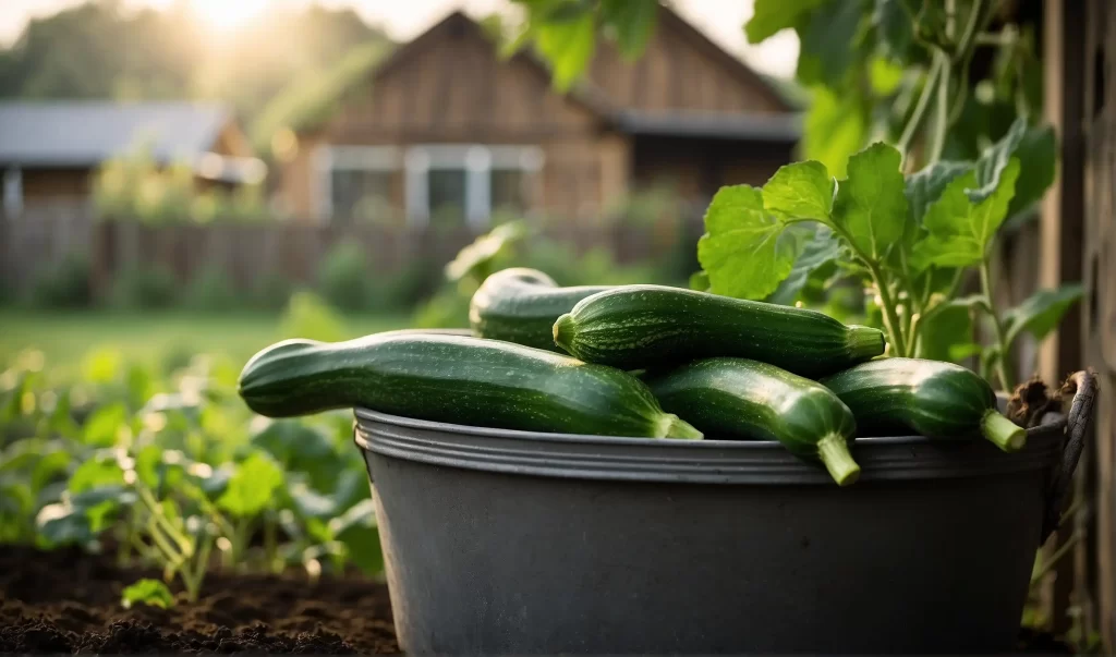 zucchini in a 5 gallon bucket